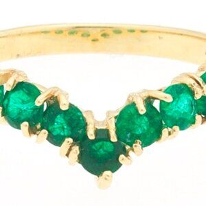 14k Gold and Emerald Scroll Ring size 6.5